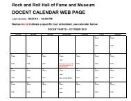 Rock Hall Docent Calendar - The Rock and Roll Hall of Fame and ...