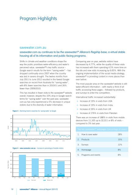 savewater!Â® Alliance Inc. Annual Report 2011/12 - Savewater.com.au