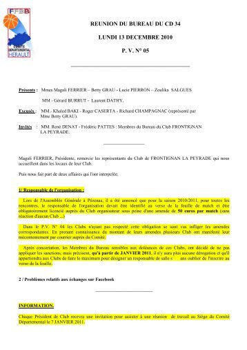 PV 05 SAISON 2010 2011.pdf - ComitÃ© de l'HÃ©rault de Basketball