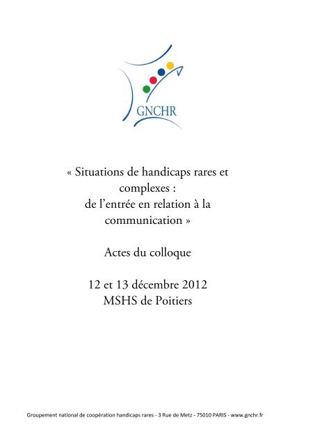 Situations de handicaps rares et complexes - Groupement national ...