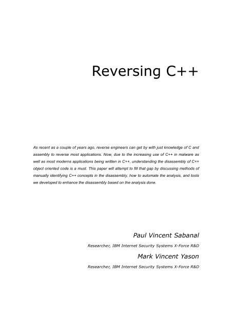 Reversing C++ - Black Hat