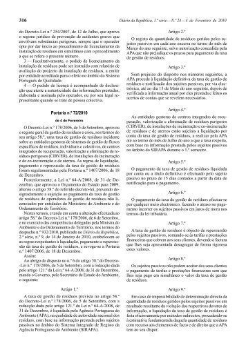 Portaria n.º 72/2010 - Diário da República Electrónico