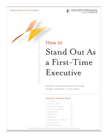 Stand Out As a First-Time Executive - Lominger
