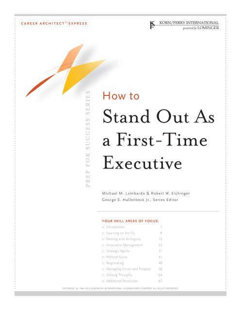 Stand Out As a First-Time Executive - Lominger