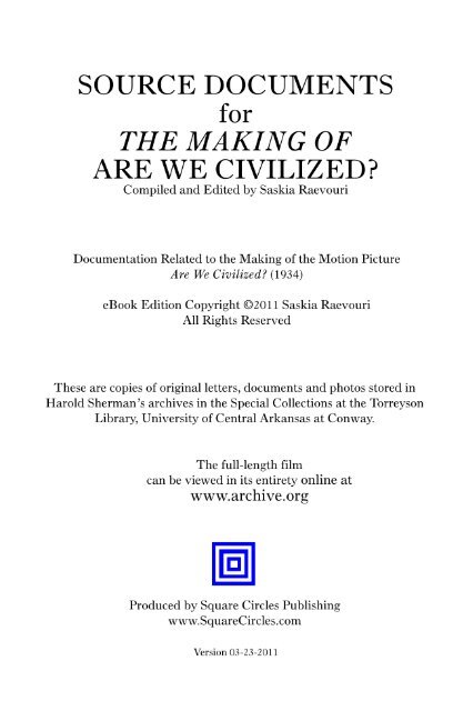 The Making of Are We Civilized? source docs - Harold Sherman