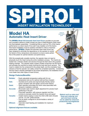 Model HA Automatic Heat Insert Driver - Spirol