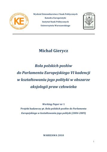 Rola polskich posÅÃ³w do Parlamentu Europejskiego VI ... - O nas