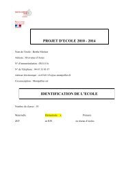 projet d'ecole 2010 - 2014 identification de l'ecole - Espace ...