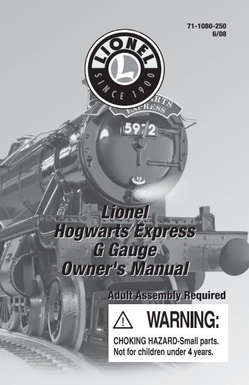 Lionel Hogwarts Express G Gauge Owner's Manual Lionel Hogwarts ...
