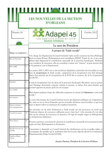 LES NOUVELLES DE LA SECTION D'ORLEANS - Adapei