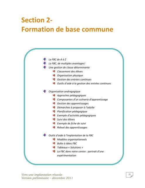 Section 2- Formation de base commune