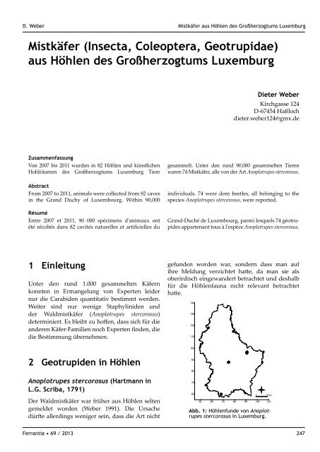 (Hrsg.) (2013): Die HÃ¶hlenfauna Luxemburgs - MusÃ©e national d ...
