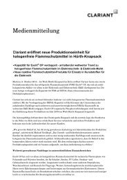 Clariant eröffnet neue Produktionseinheit für halogenfreie ...