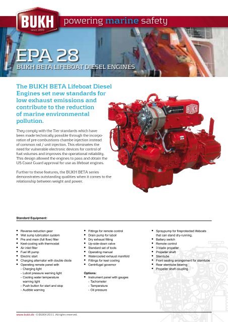 BUKH BETA LIFEBOAT DIESEL ENGINES EPA 28 Dimensions