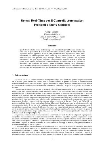 Sistemi Real-Time per il Controllo Automatico: Problemi e Nuove ...