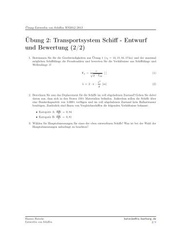 Übung 2: Transportsystem Schiff - Entwurf und Bewertung (2/2)