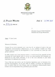 lettre du Premier Ministre du Togo, Komlan Mally, du 20 dÃ©cembre ...