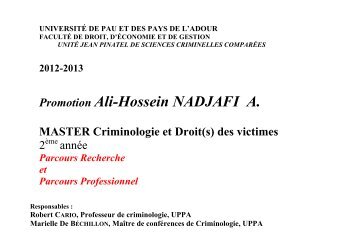 Promotion Ali-Hossein NADJAFI A. - Master Criminologie et droits ...