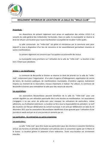 Règlement du Mille Club - Bienvenue à Beuzeville la Grenier