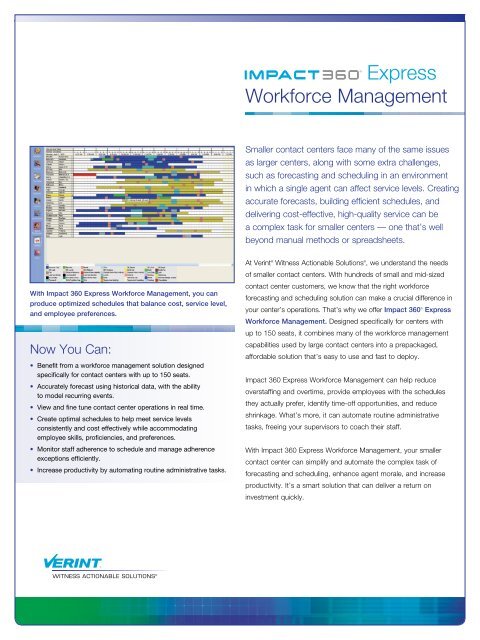 Verint Impact 360 - Express Workforce Management - Adtech Global