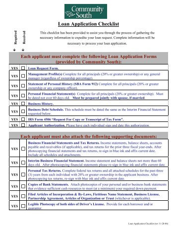 Loan Application Checklist