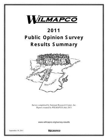 2011 Public Opinion Survey Results Summary - Wilmapco