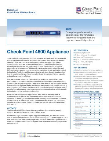 Datasheet: Check Point 4600 Appliance - Tech Data