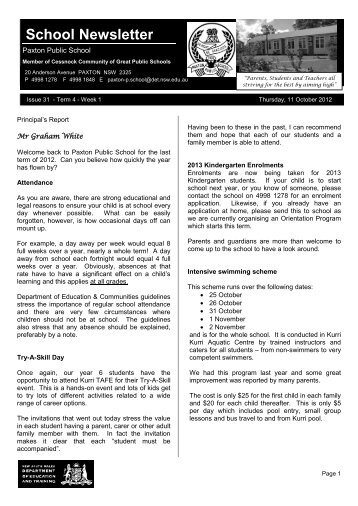 14 Term 4 Week 1 2012 Week 42 [pdf, 601 KB] - Paxton Public School