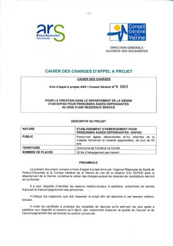Cahier des charges - ARS Poitou-Charentes