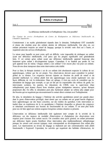 La déficience intellectuelle et l'orthophonie