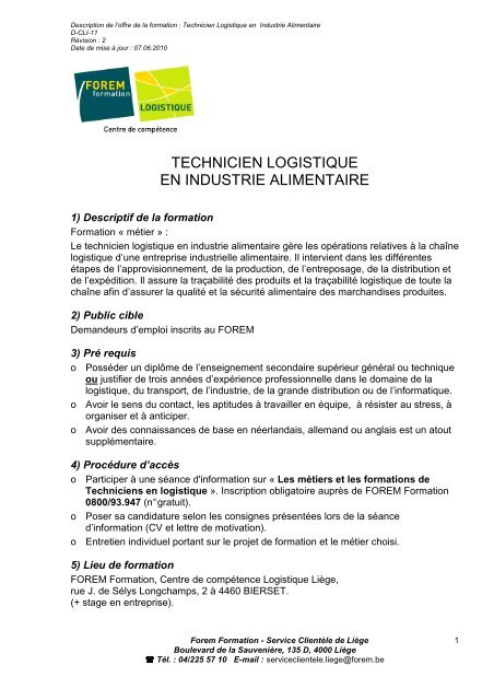 technicien logistique en industrie alimentaire - Formation Logistique