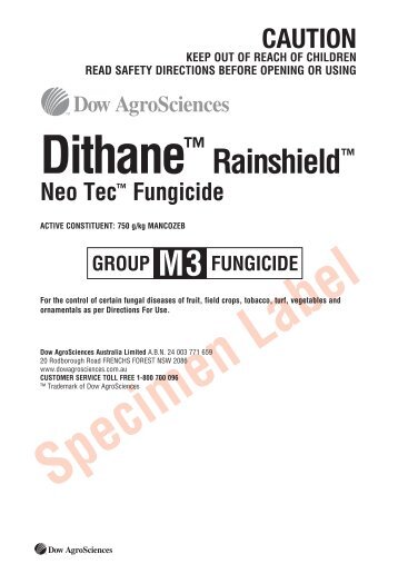 Dithane Rainshield Neo Tec Fungicide label - Agsure