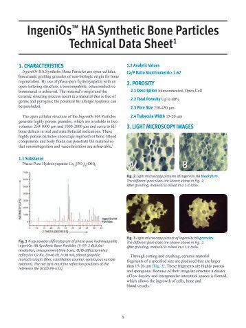 ingenios™βha synthetic Bone Particles technical Data ... - Implacom