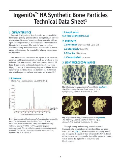 ingenios™βha synthetic Bone Particles technical Data ... - Implacom