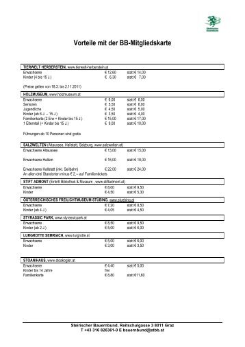Vorteile mit der BB-Mitgliedskarte - Steirischer Bauernbund