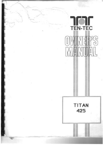 TEN TEC - Titan 425 User manual