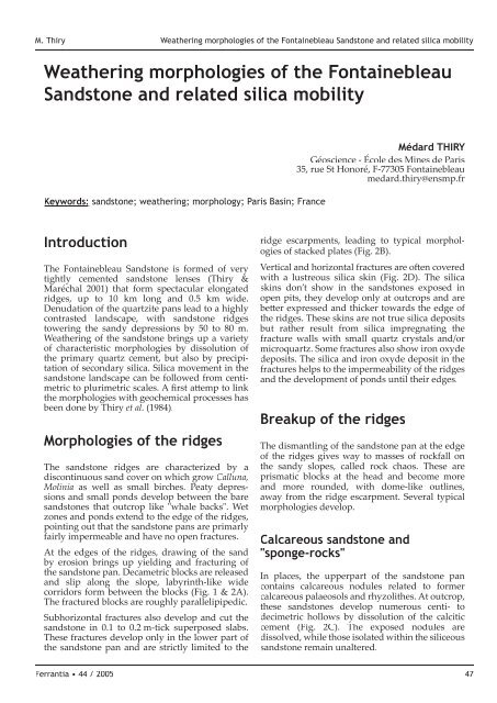 Weathering morphologies of the Fontainebleau Sandstone and ...