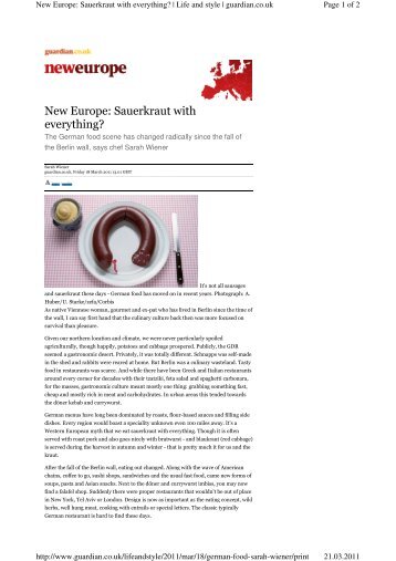 New Europe: Sauerkraut with everything? - Sarah Wiener