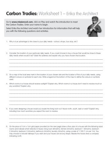 Carbon Tradies: Worksheet 1 â Erika the Architect - Savewater.com.au