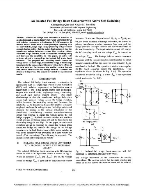 Schematic of the Isolated Full Bridge Boost converter.