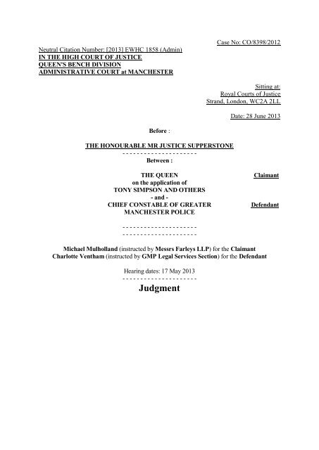 High Court Judgment Template