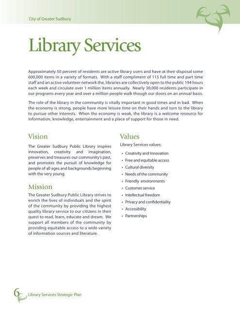 View our Strategic Plan - Greater Sudbury Public Library