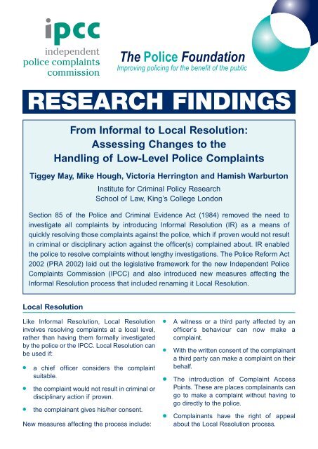 Key findings - Independent Police Complaints Commission