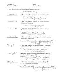 Stoichiometry Worksheet Answers