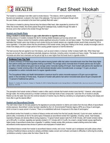 Fact Sheet: Hookah - Utah Tobacco Prevention and Control Program