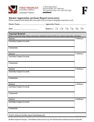 Master-Apprentice 50-hour Report 2012-2013 Log ... - First Peoples