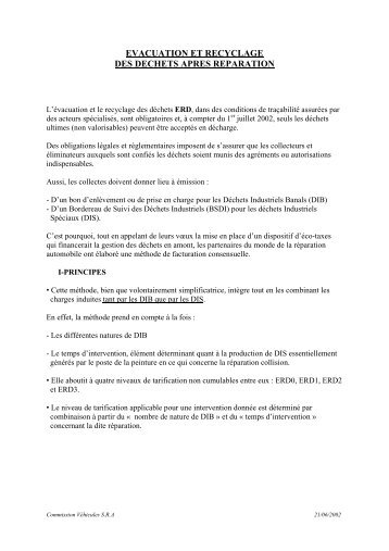 evacuation et recyclage des dechets apres reparation - Cintra