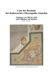 Liste der Bestände des Kulturarchivs Oberengadin, Samedan