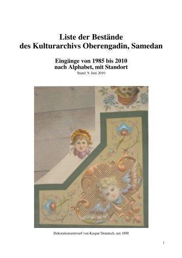 Liste der Bestände des Kulturarchivs Oberengadin, Samedan