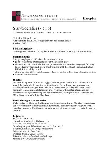 Självbiografier (7,5 hp)